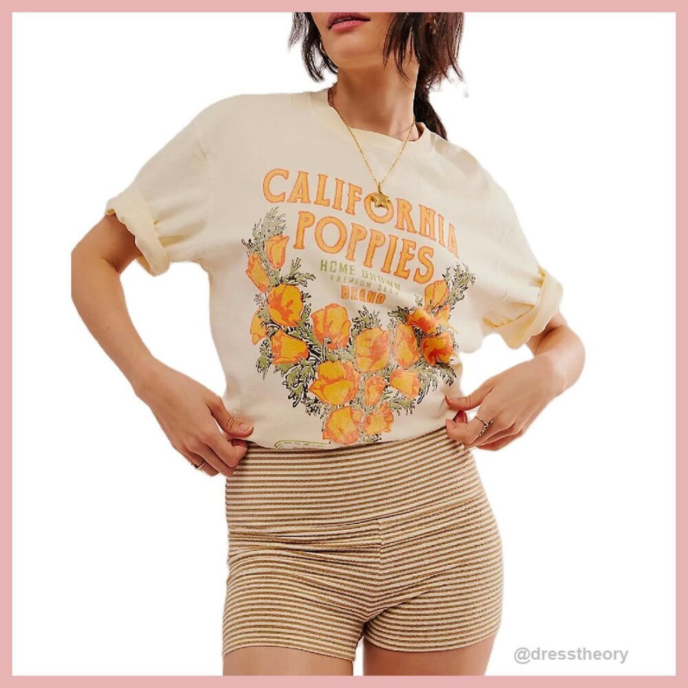 Oversized Vintage Flower Graphic Tee Y2K Baggy T-Shirt Summer Top